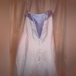 White and Lilac strapless wedding dress David's bridal 18W